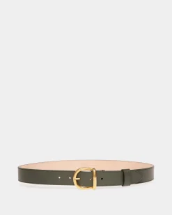 Adrien Brody Travel Collection Belt In Olive Green Leather