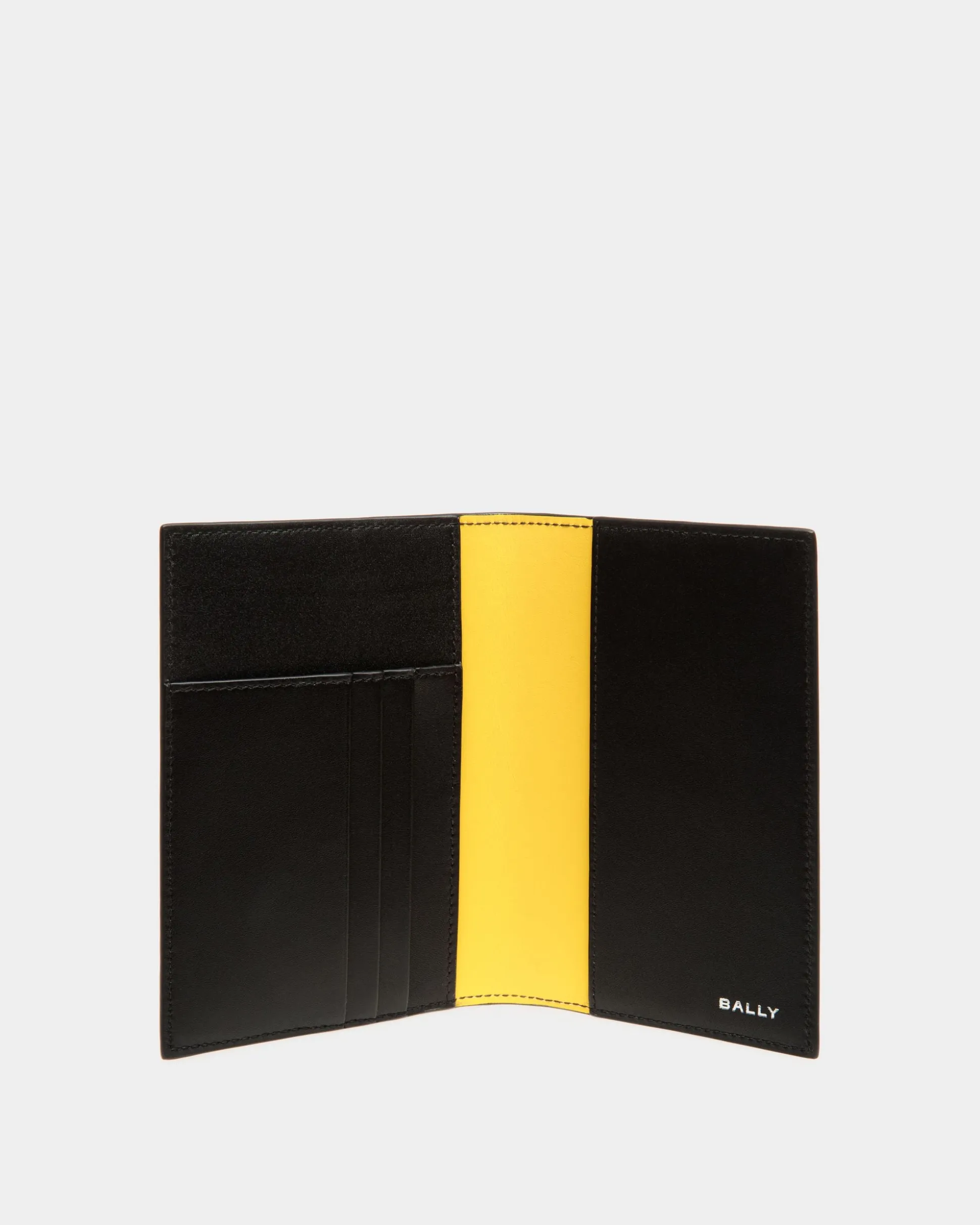 Adrien Brody Travel Collection Passport Case In Black And Yellow Leather