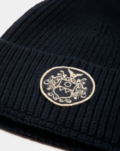 Adrien Brody Travel Collection Beanie In Navy Blue Wool