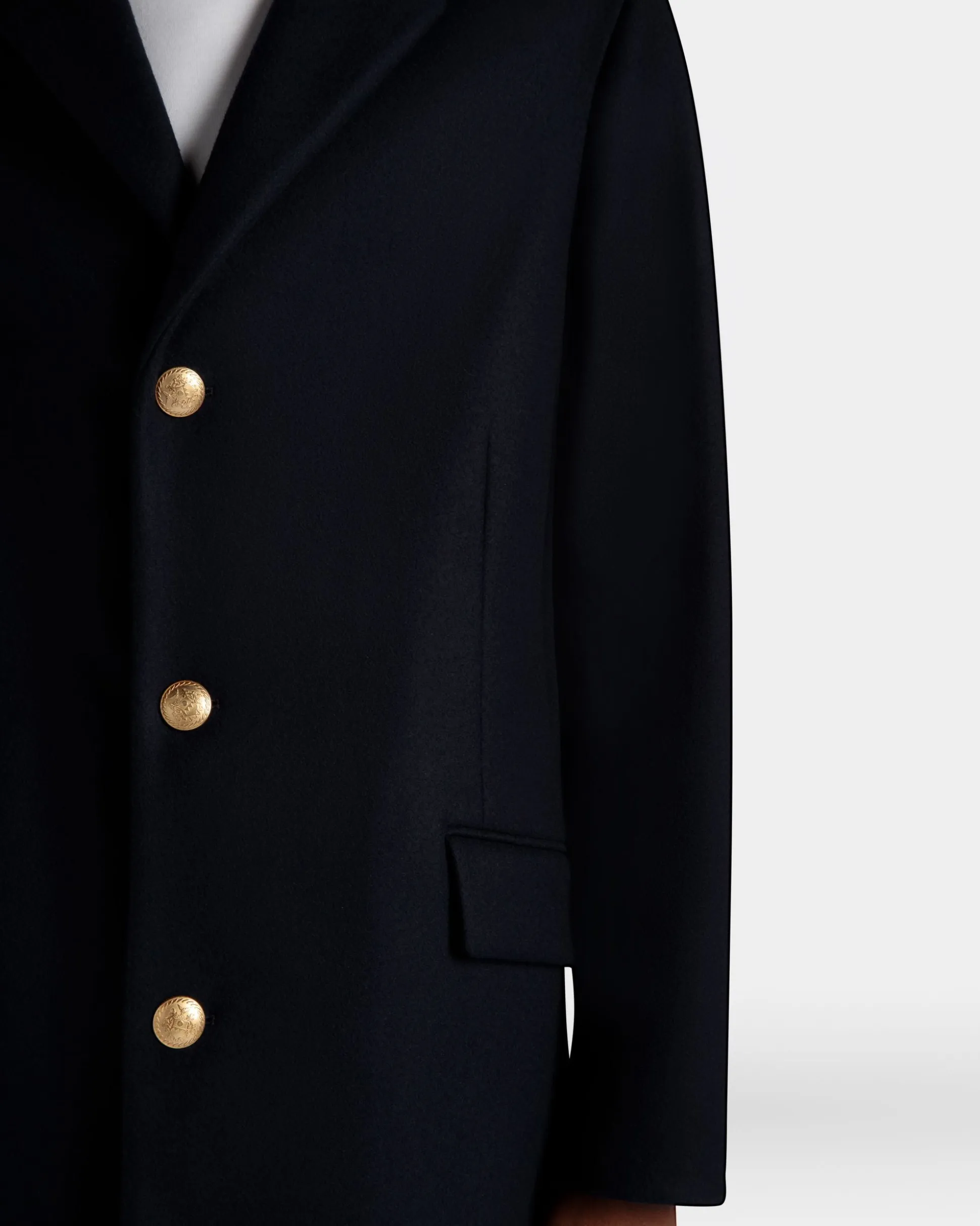 Adrien Brody Travel Collection Single-breasted Coat In Navy Blue Wool Blend