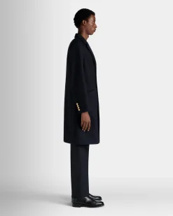 Adrien Brody Travel Collection Single-breasted Coat In Navy Blue Wool Blend