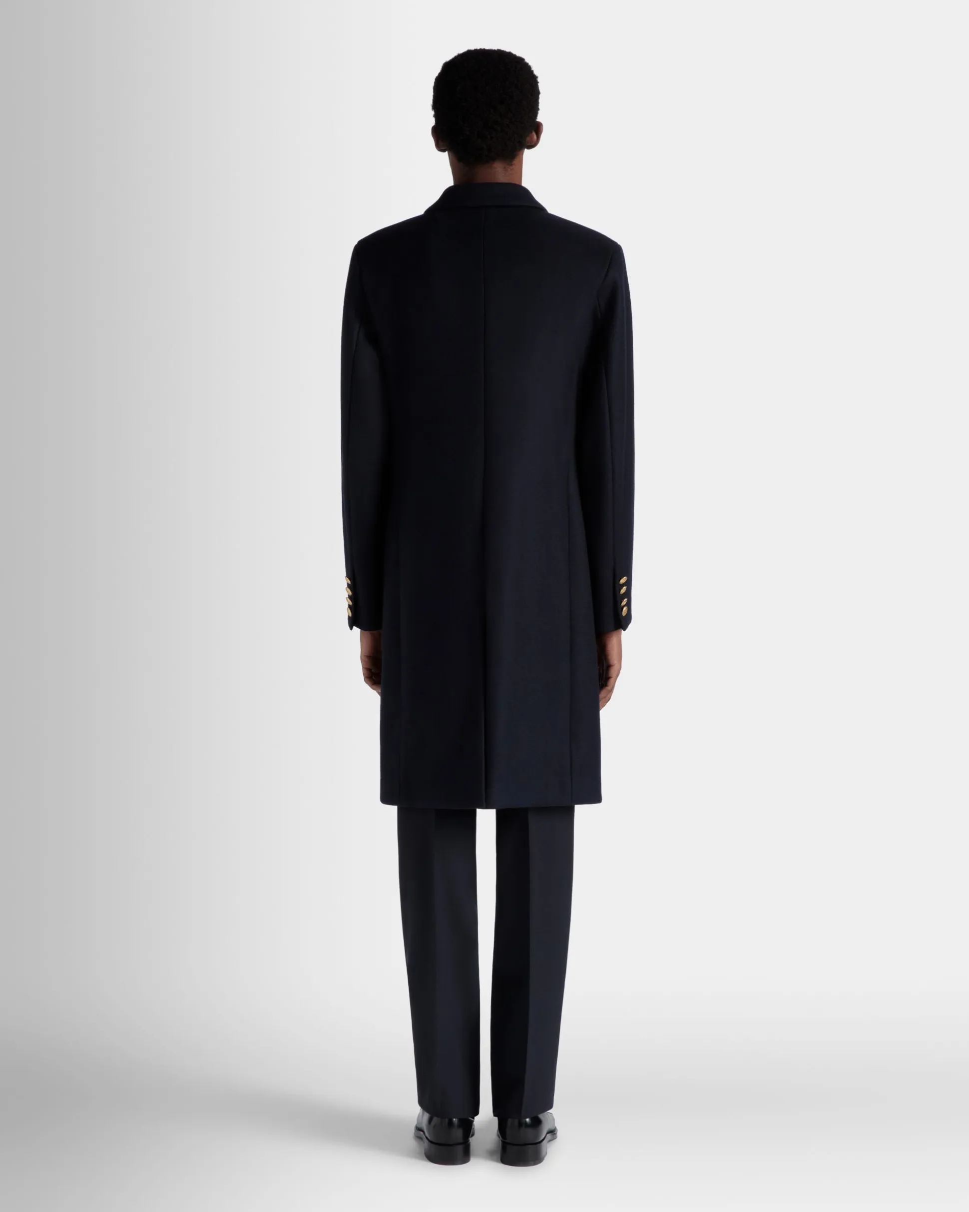 Adrien Brody Travel Collection Single-breasted Coat In Navy Blue Wool Blend