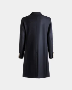 Adrien Brody Travel Collection Single-breasted Coat In Navy Blue Wool Blend
