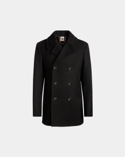 Adrien Brody Travel Collection Peacot In Black Wool Blend