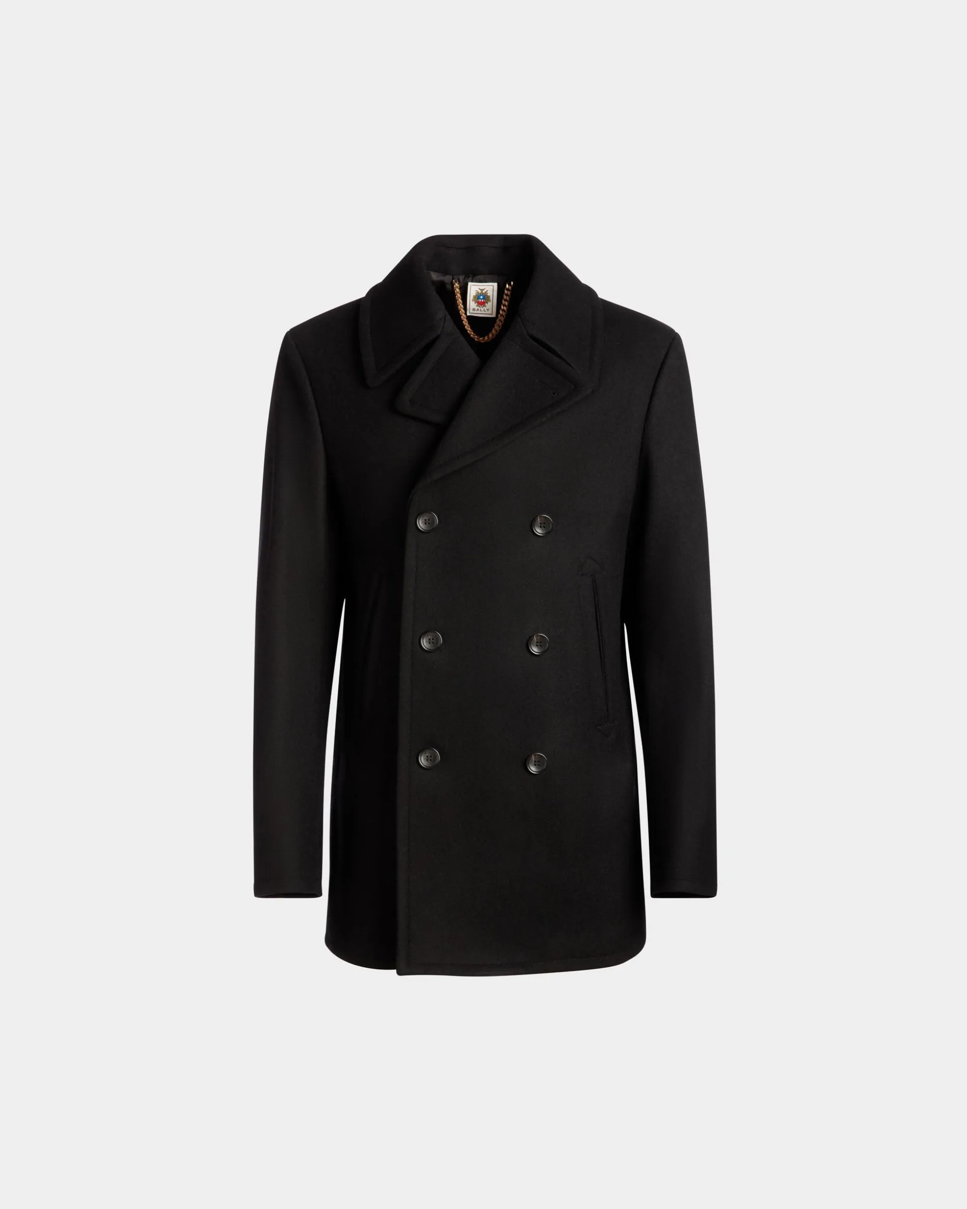 Adrien Brody Travel Collection Peacot In Black Wool Blend