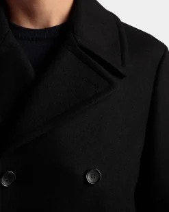 Adrien Brody Travel Collection Peacot In Black Wool Blend