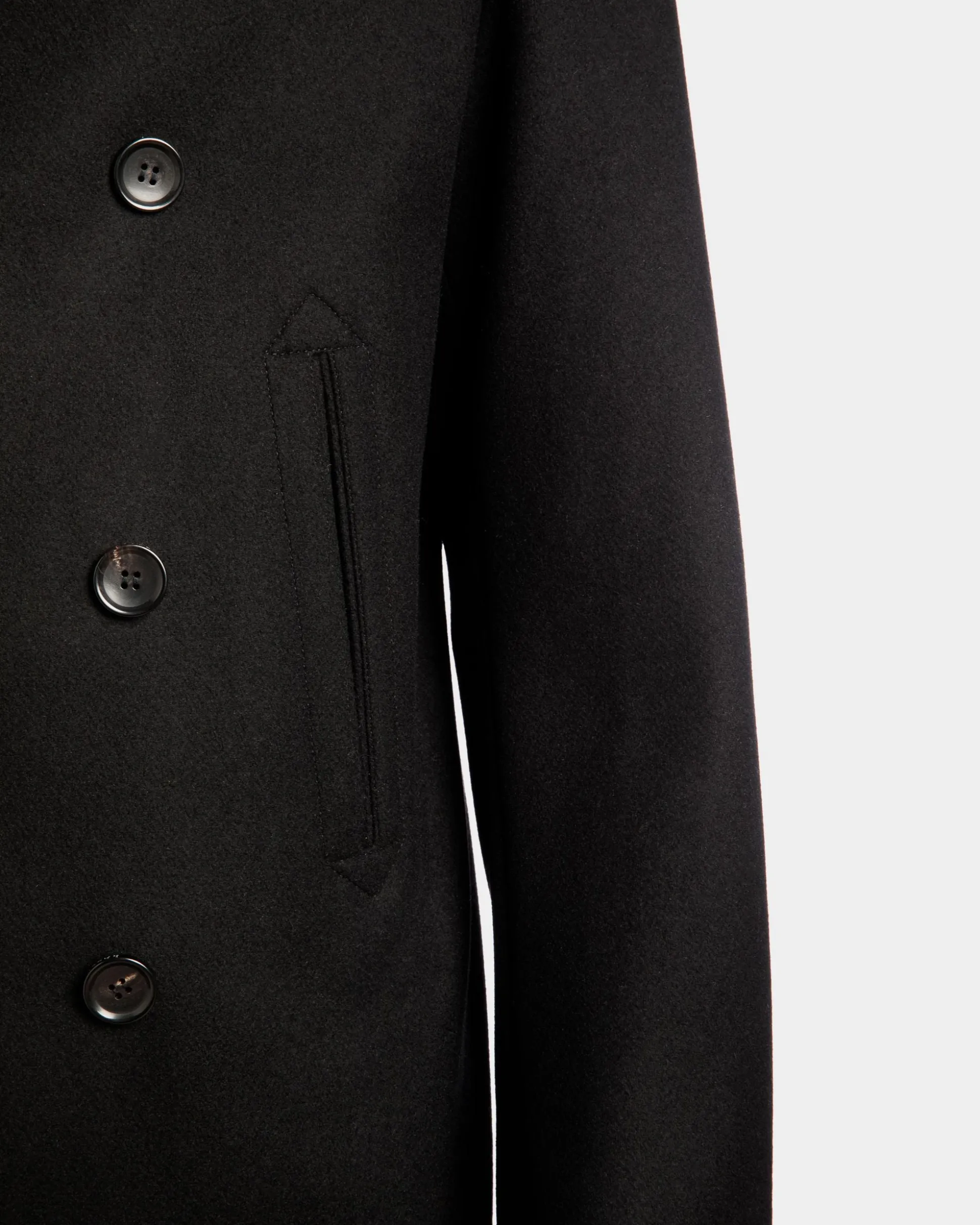 Adrien Brody Travel Collection Peacot In Black Wool Blend