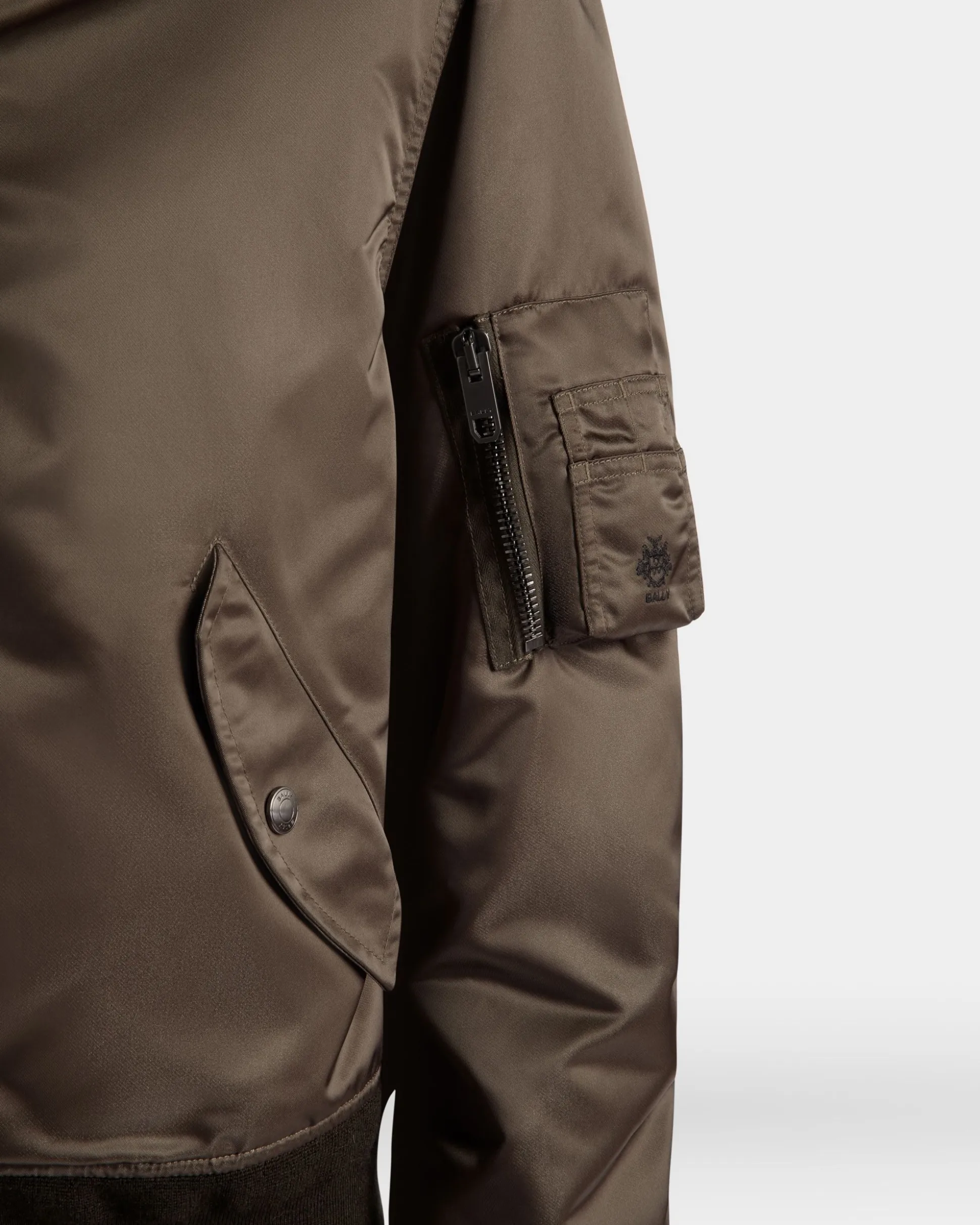 Adrien Brody Travel Collection Bomber In Military Green Nylon