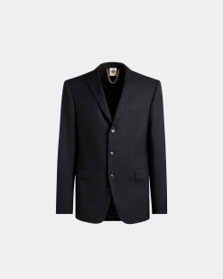Adrien Brody Travel Collection Single-Breasted Blazer In Navy Blue Wool