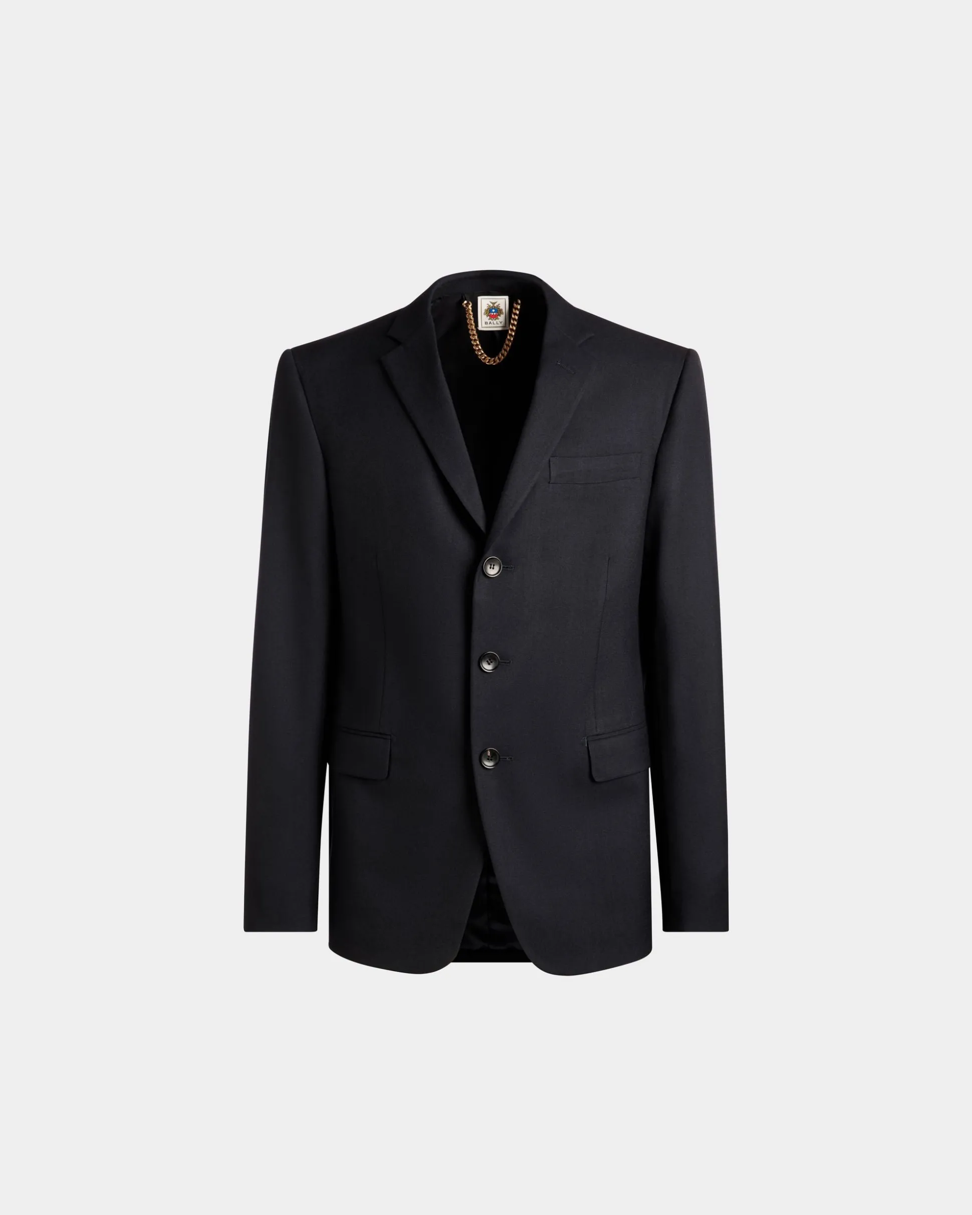 Adrien Brody Travel Collection Single-Breasted Blazer In Navy Blue Wool