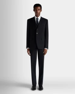 Adrien Brody Travel Collection Single-Breasted Blazer In Navy Blue Wool
