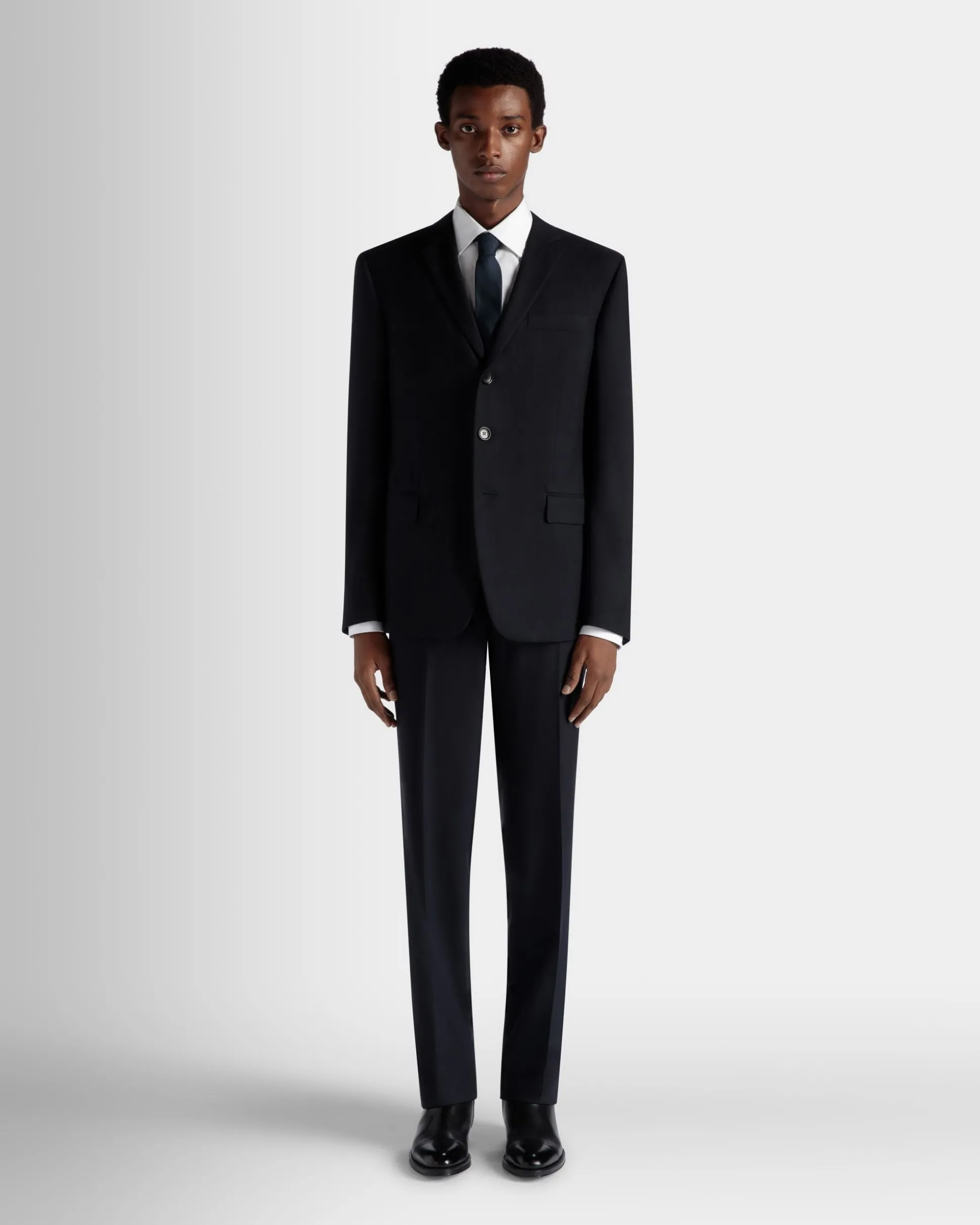 Adrien Brody Travel Collection Single-Breasted Blazer In Navy Blue Wool