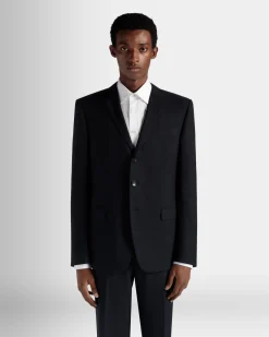 Adrien Brody Travel Collection Single-Breasted Blazer In Navy Blue Wool