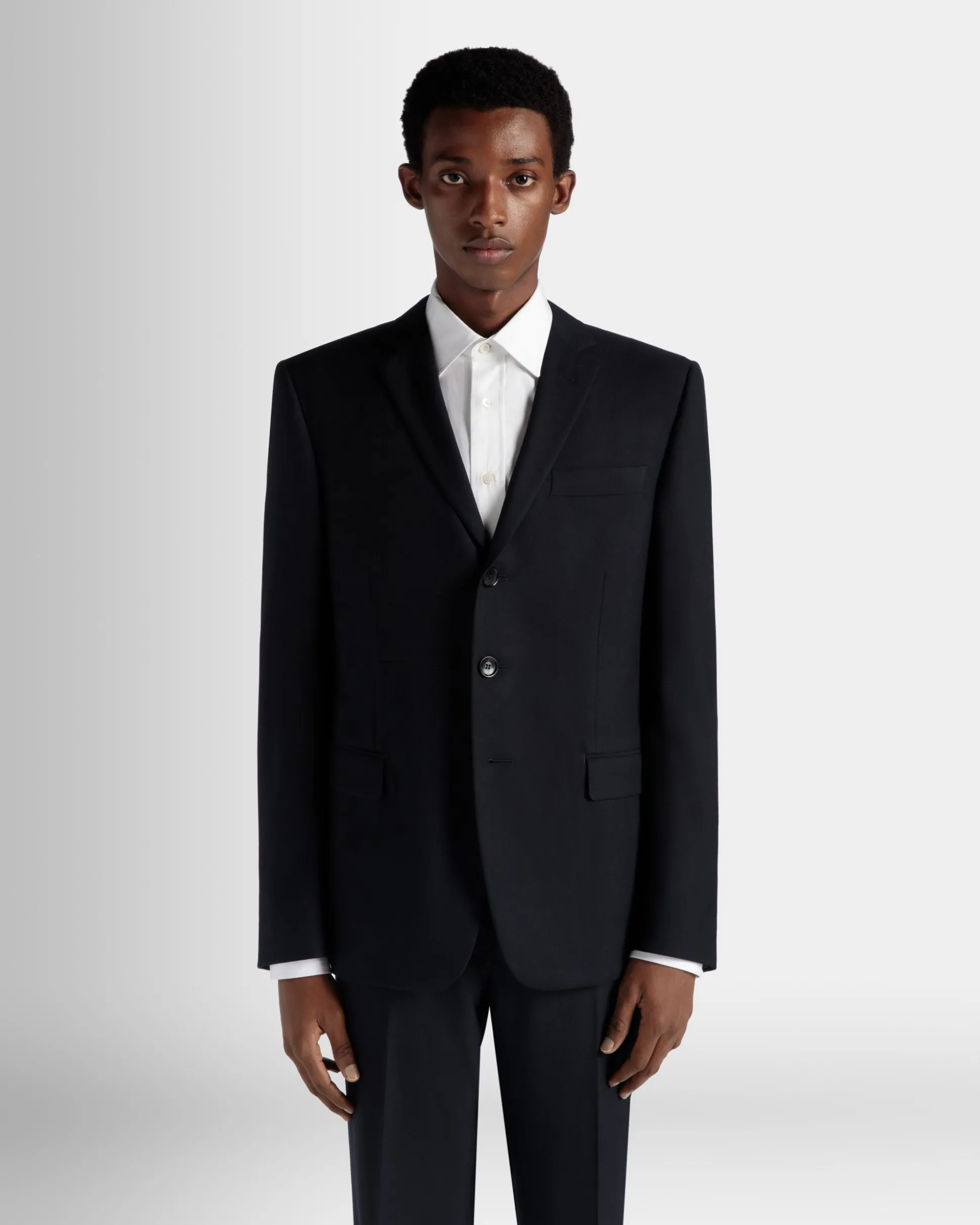 Adrien Brody Travel Collection Single-Breasted Blazer In Navy Blue Wool
