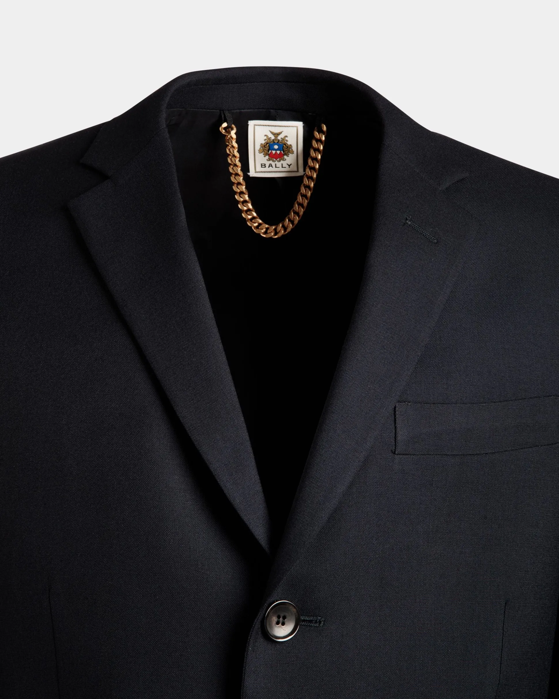 Adrien Brody Travel Collection Single-Breasted Blazer In Navy Blue Wool