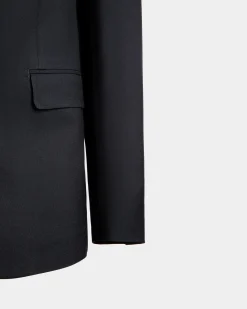 Adrien Brody Travel Collection Single-Breasted Blazer In Navy Blue Wool