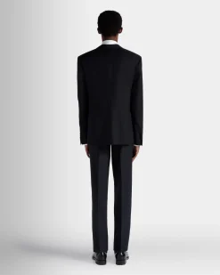 Adrien Brody Travel Collection Single-Breasted Blazer In Navy Blue Wool