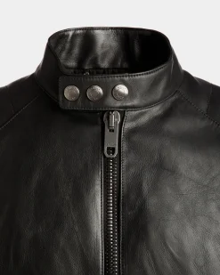 Adrien Brody Travel Collection Biker Jacket In Black Leather