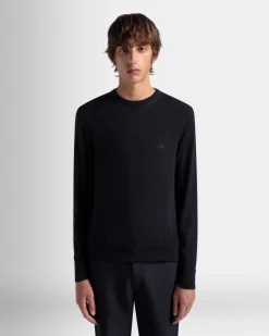 Adrien Brody Travel Collection Crewneck Sweater In Navy Blue Cashmere