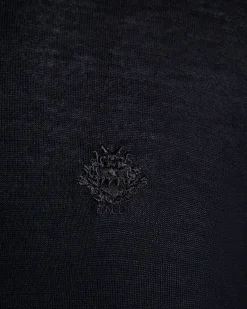 Adrien Brody Travel Collection Crewneck Sweater In Navy Blue Cashmere