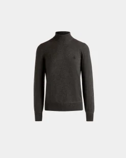 Adrien Brody Travel Collection Turtleneck In Dark Grey Cashmere
