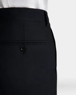 Adrien Brody Travel Collection Pleated Pants In Navy Blue Wool