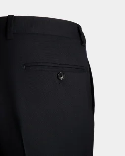 Adrien Brody Travel Collection Pleated Pants In Navy Blue Wool