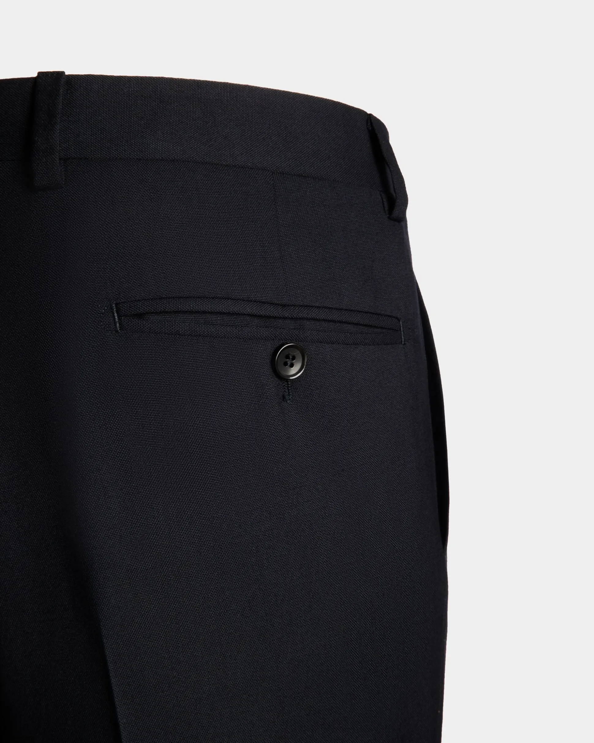Adrien Brody Travel Collection Pleated Pants In Navy Blue Wool