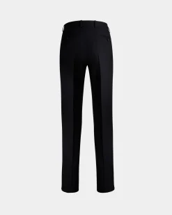 Adrien Brody Travel Collection Pleated Pants In Navy Blue Wool