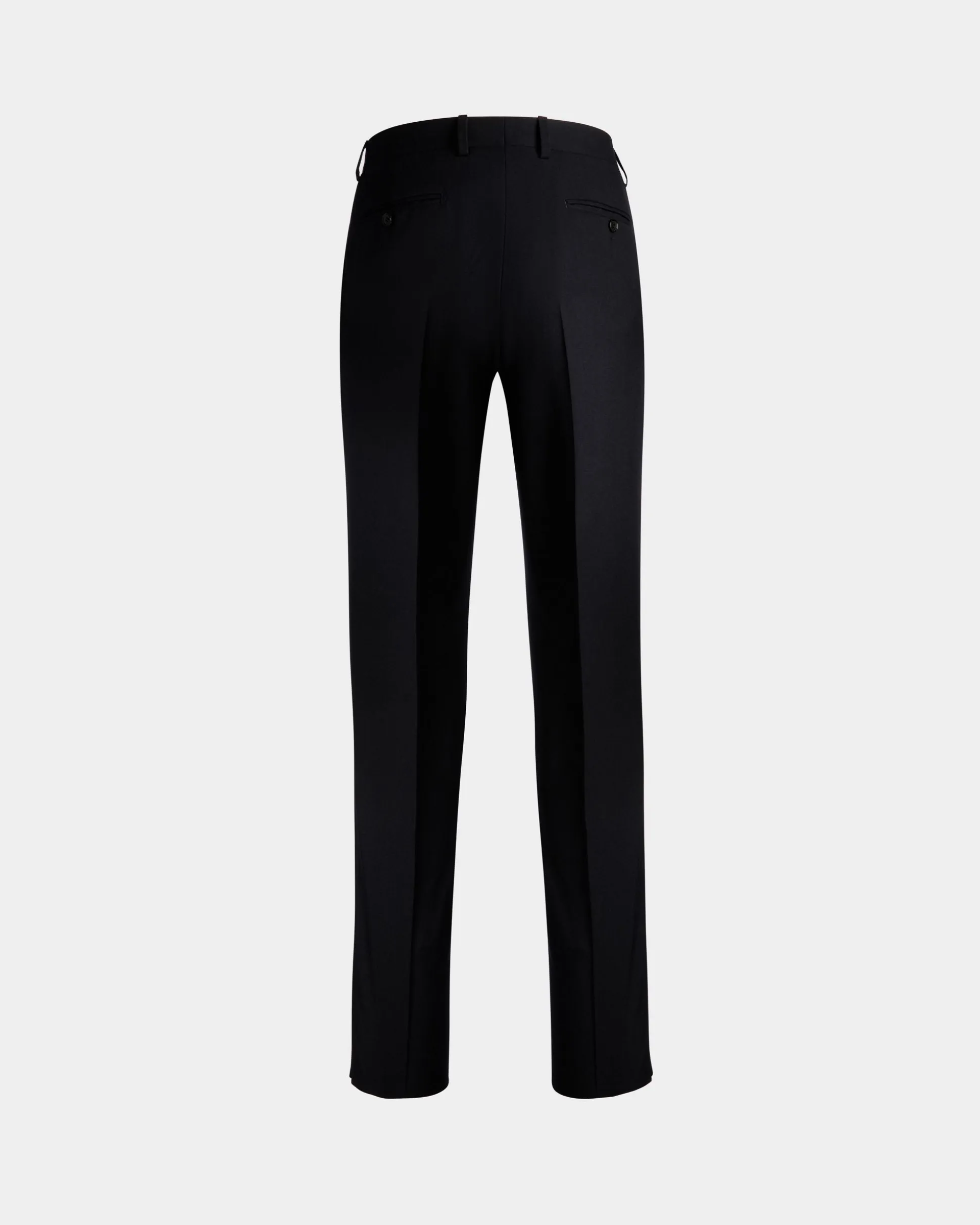 Adrien Brody Travel Collection Pleated Pants In Navy Blue Wool