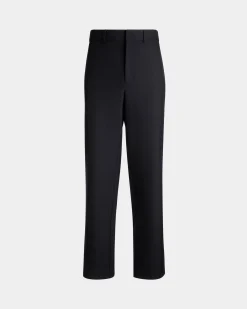 Adrien Brody Travel Collection Chino Pants In Navy Blue Wool Blend