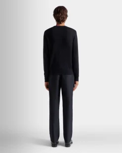 Adrien Brody Travel Collection Chino Pants In Navy Blue Wool Blend