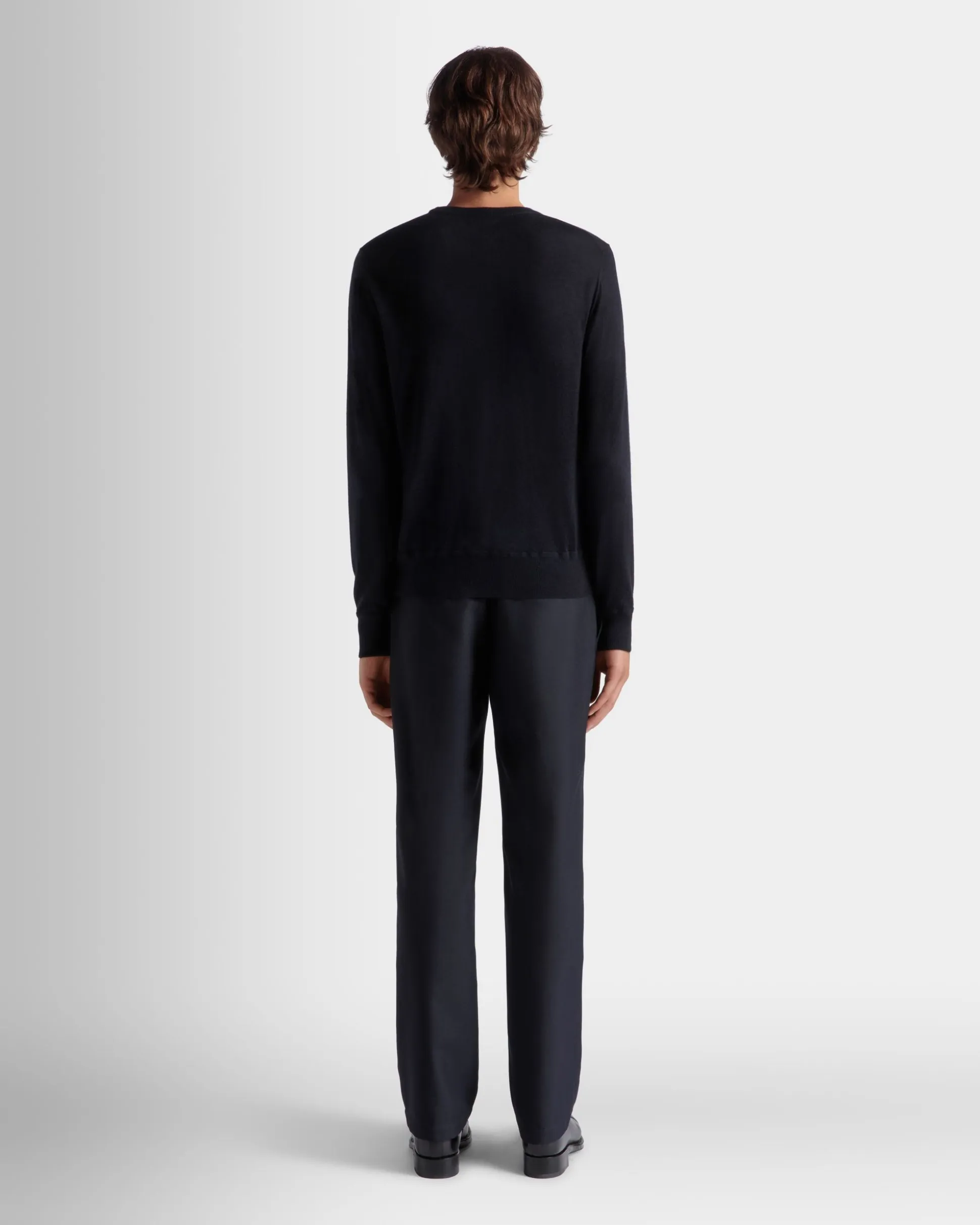 Adrien Brody Travel Collection Chino Pants In Navy Blue Wool Blend