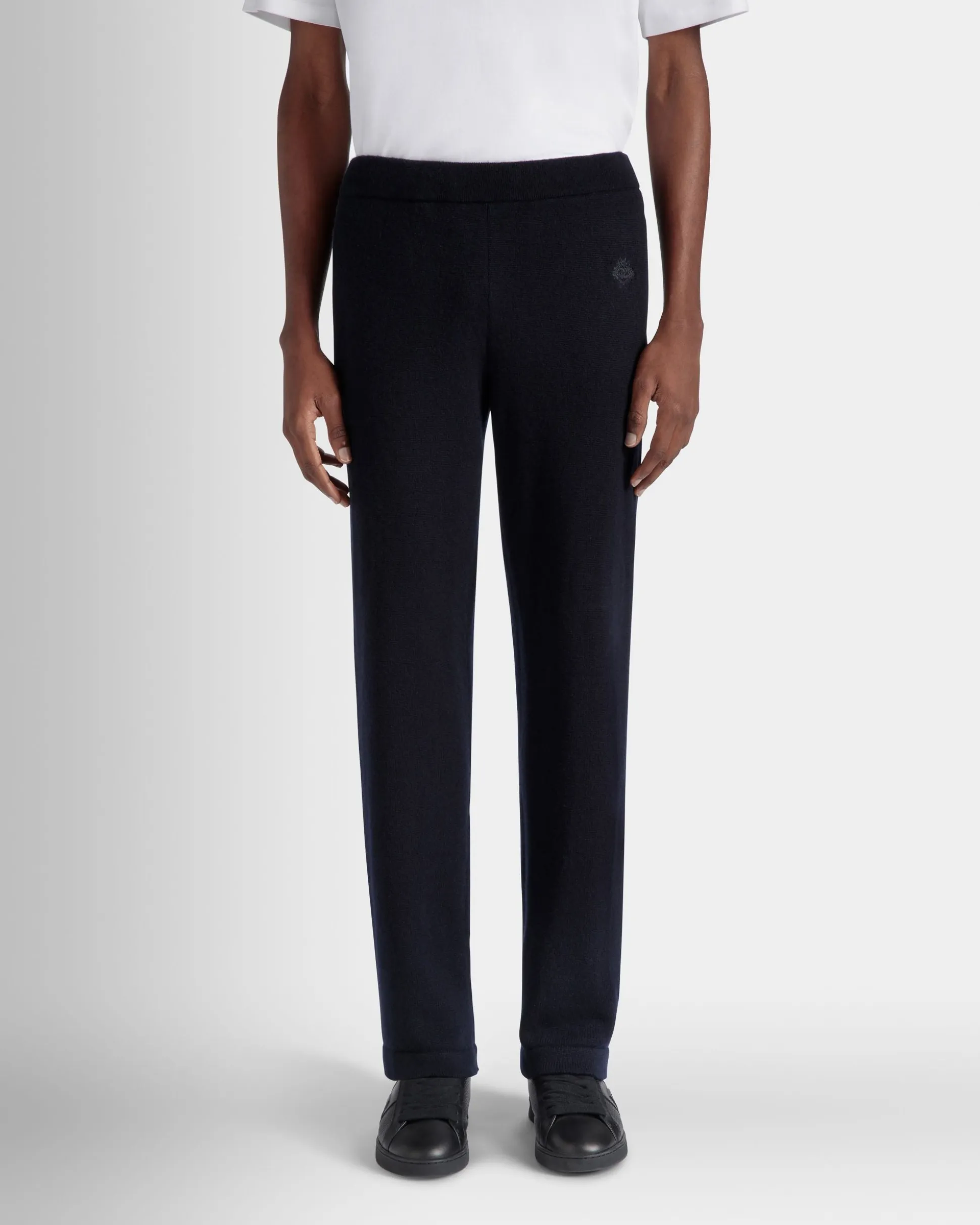 Adrien Brody Travel Collection Sweatpants In Navy Blue Wool Blend