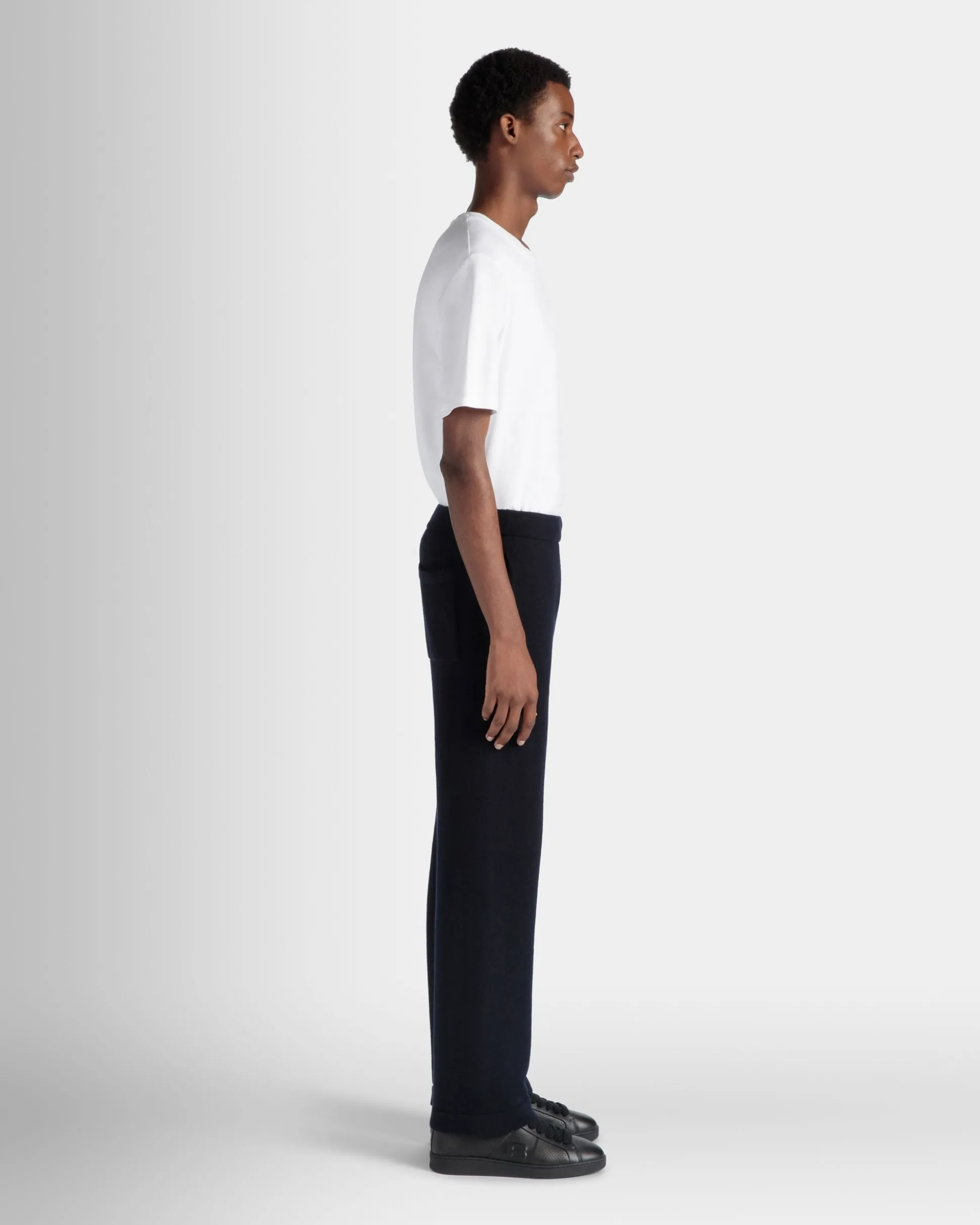 Adrien Brody Travel Collection Sweatpants In Navy Blue Wool Blend