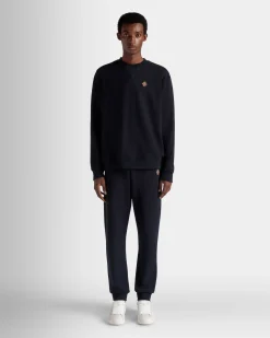 Adrien Brody Travel Collection Crewneck Sweatshirt In Navy Blue Cashmere Blend