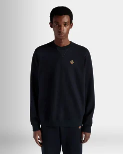 Adrien Brody Travel Collection Crewneck Sweatshirt In Navy Blue Cashmere Blend