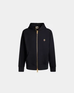Adrien Brody Travel Collection Hoodie In Navy Blue Cashmere Blend