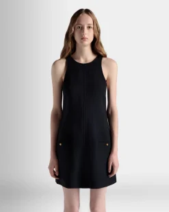 A-Line Mini Dress In Navy Blue Wool