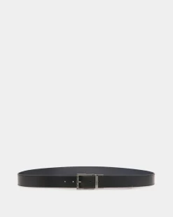 Astory 35mm Reversible And Adjustable Belt In Black And Navy Blue Leather