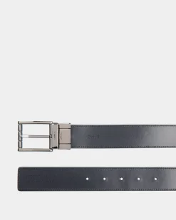 Astory 35mm Reversible And Adjustable Belt In Black And Navy Blue Leather