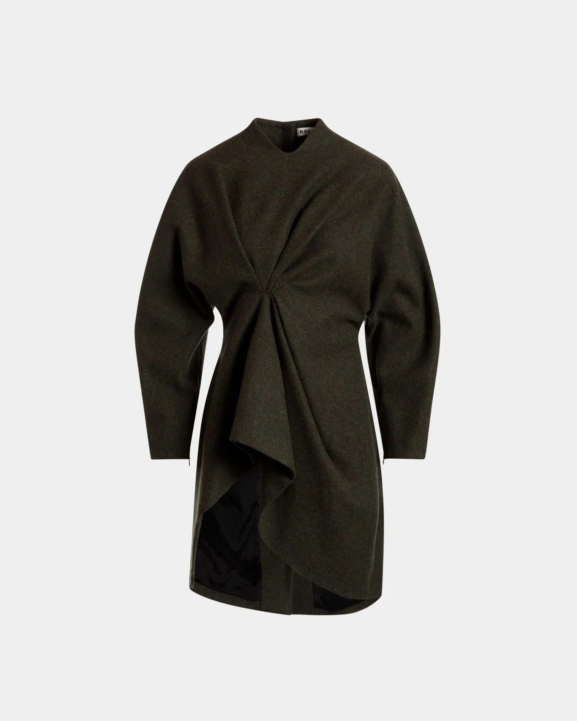 Asymmetric Dress In Dark Green Wool