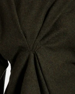 Asymmetric Dress In Dark Green Wool