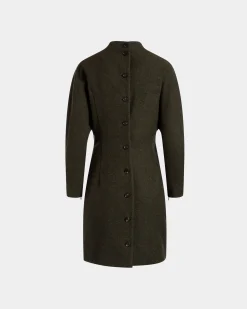 Asymmetric Dress In Dark Green Wool