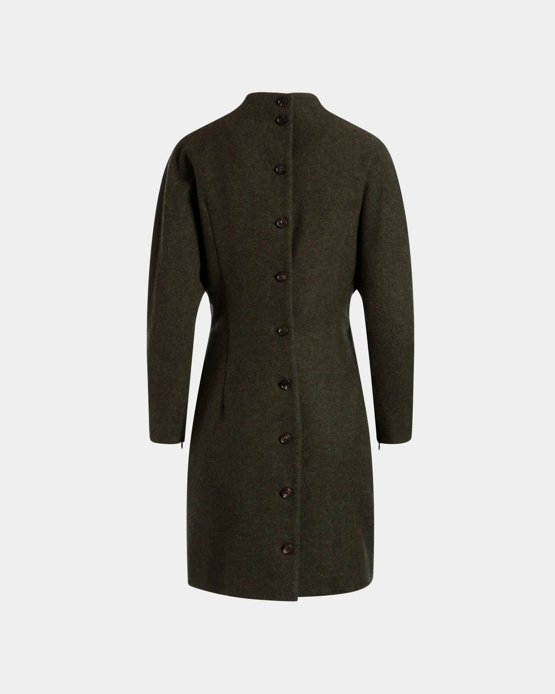 Asymmetric Dress In Dark Green Wool