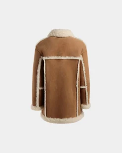 Aviator Coat In Brown Leather and Merino