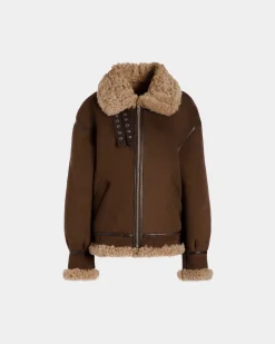 Aviator Jacket In Brown Shearling