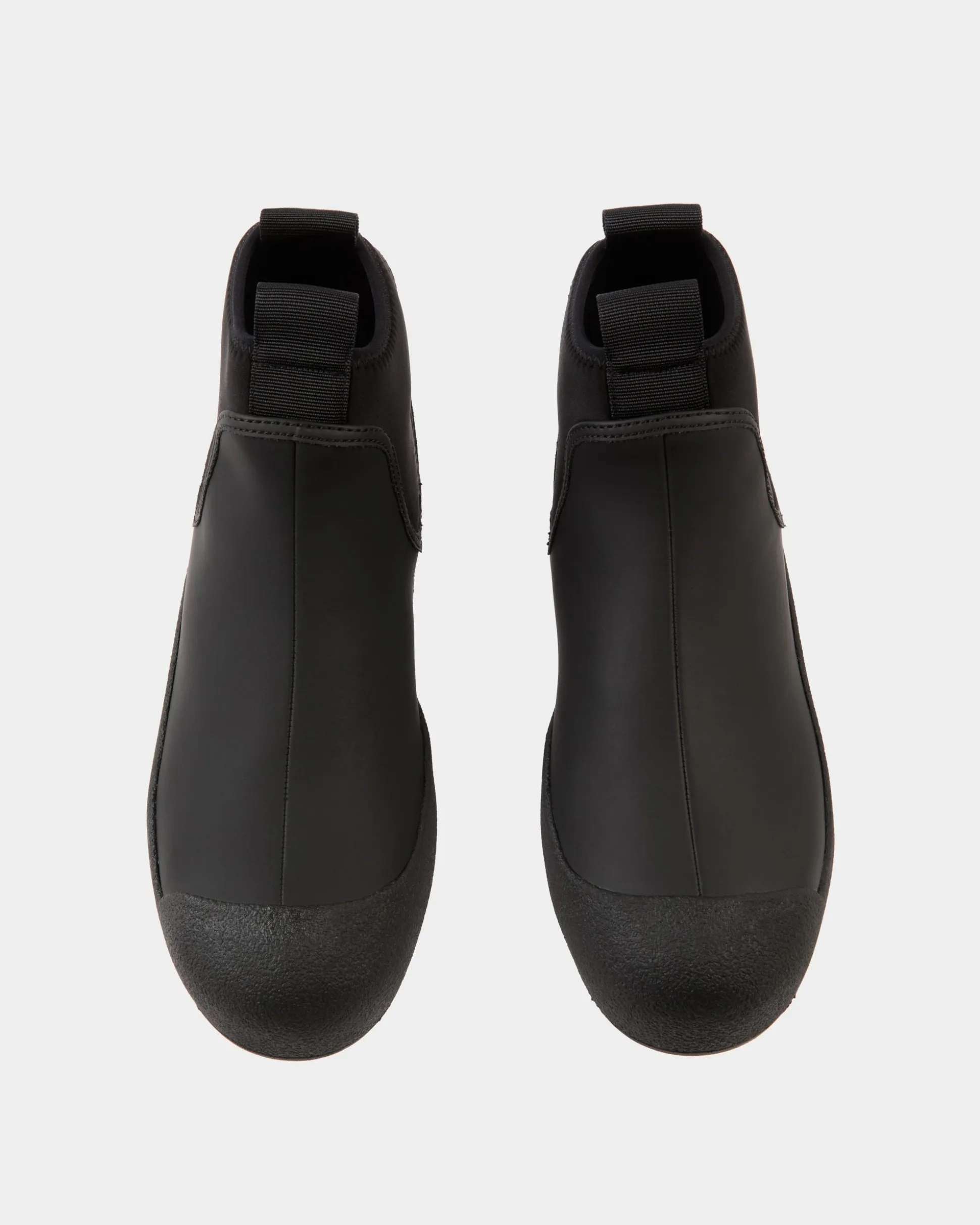 Bally Curling Bootie in Black Rubberized Leather