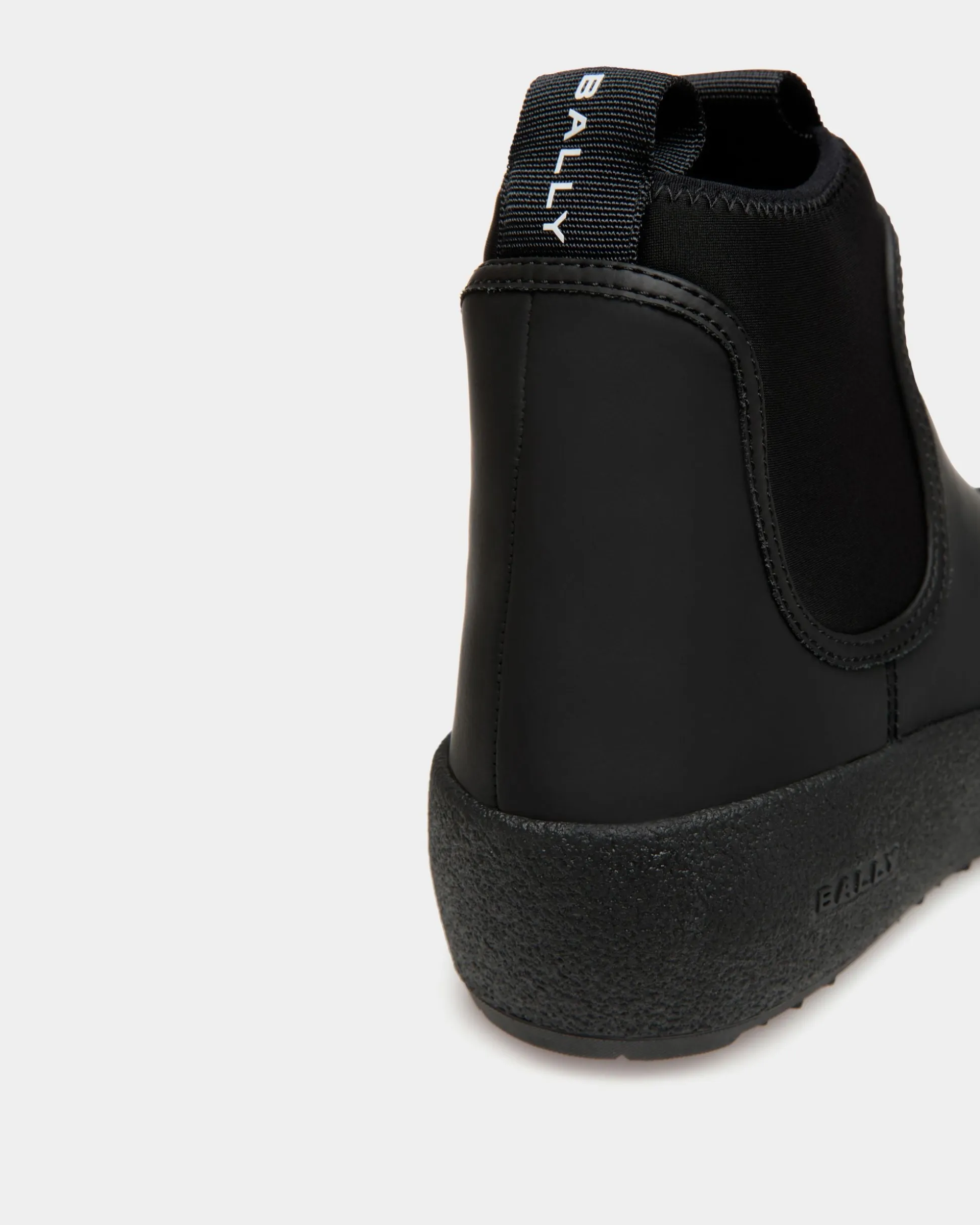Bally Curling Bootie in Black Rubberized Leather
