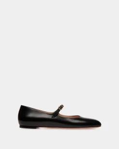 Ballyrina Flat In Black Leather